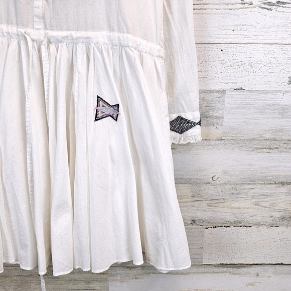 Zadig & Voltaire Ranil White Cotton Embroidered Dress XS Boho Chic Western Mini - Picture 11 of 16